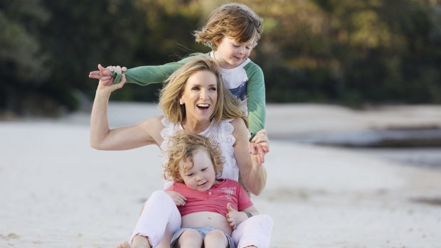 Australian news presenter Jacinta Tynan with her two boys Jasper and Otis.