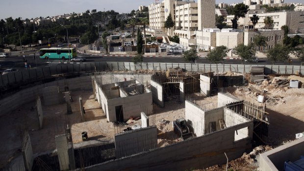 Israeli construction on land owned by Palestinian Mohammad Abu Taa, in east Jerusalem. Abu Taa discovered some years ago that the Israeli government had expropriated the piece of land in Jerusalem belonging to his family and handed it over to an organization that oversees Jewish settlement building in the West Bank.