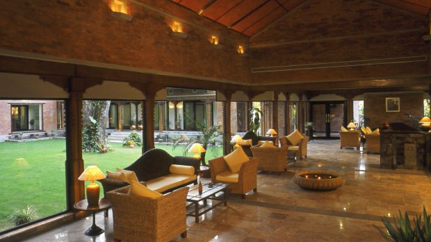 Welcoming: The Lobby at Gokarna Forest Resort.