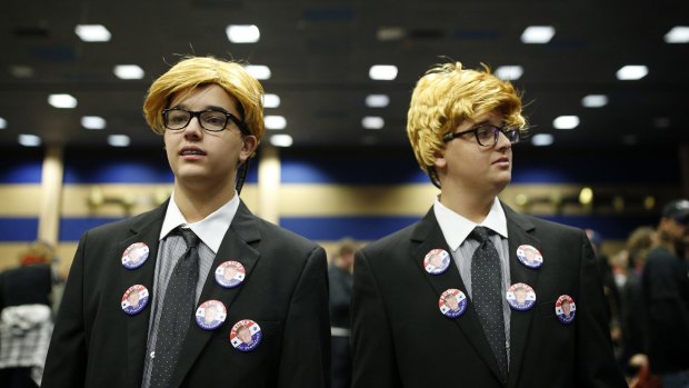 Dante and Georgie Ciccarone attend a rally for Donald Trump dressed as their hero.