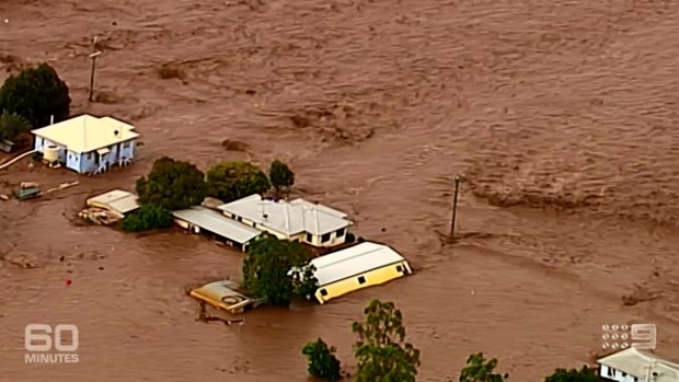 Stills of video footage of Grantham after the floods.