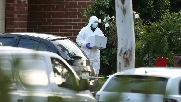 Forensic Police take evidence from the Roxburgh Park home of mother of Brighton gunman Yacqub Khayre.