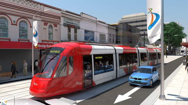 An artist's impression of the Parramatta light rail project. The first stage is due to open in 2023.
