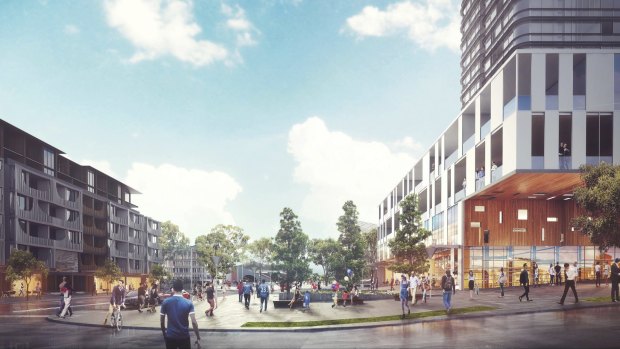 An artist's impression for developments near the station at Showground in Sydney's northwest.