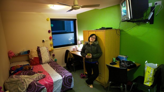 Josephine Lee in an 11.2-square-metre Flinders Street studio apartment.