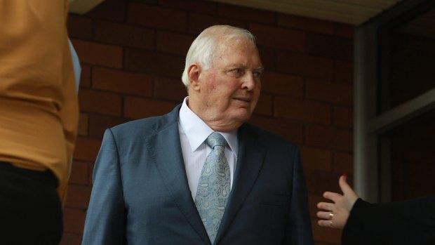 Alan Bond at the memorial service for his ex-wife, Diana Bliss.