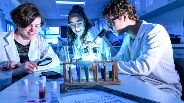 Fitzroy High School students Arabella Hope, Alice Huxtable and Roy Meuleman overhauled their elective program and introduced a forensics subject where students solve crimes.  