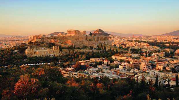 The Acropolis and Parthenon in Athens.