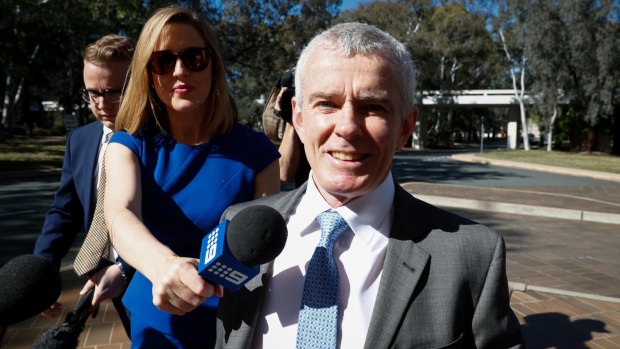 One Nation senator Malcolm Roberts arrives at the High Court on Thursday.