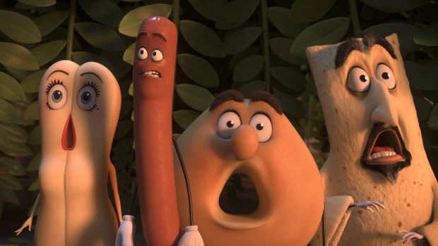 Frank the sausage, voiced by Seth Rogen, leads his edible friends on a mission to escape the supermarket in a bid to avoid becoming dinner in <i>Sausage Party</i>.
