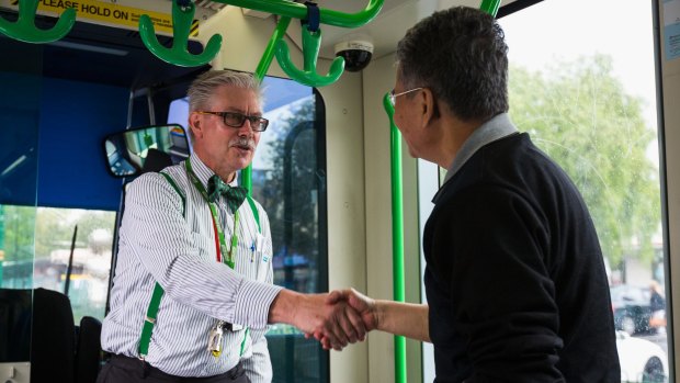 Bruce Whalley has learned Mandarin to chat with some of his passengers on the 109 route from Box Hill to Port Melbourne.