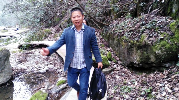 Li Zhao at a scenic spot in Xianyang last year. Li is one of three men working for China Labour Watch who have been arrested or gone missing.