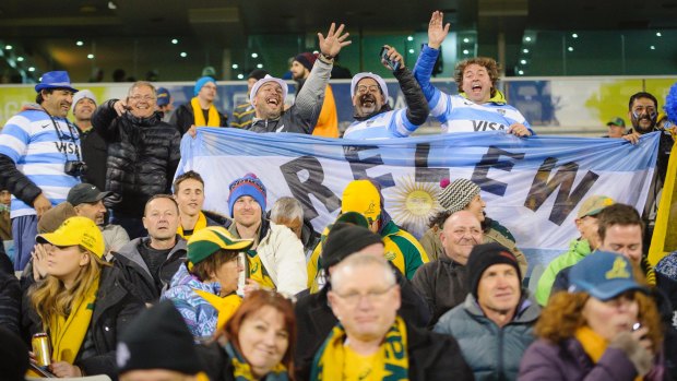 Pumas fans were vocal during the Rugby Championship's fourth round clash between Australia and Argentina at Canberra Stadium. 