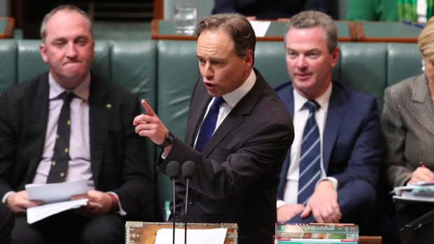 Health Minister Greg Hunt during question time on Monday.