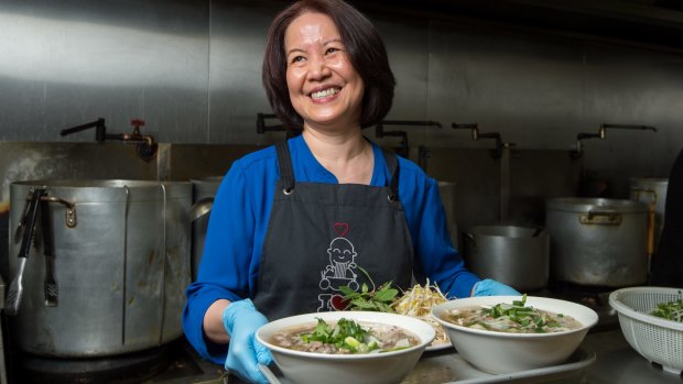 Hien Vo makes diners happy at her I Love Pho restuarant in Richmond.