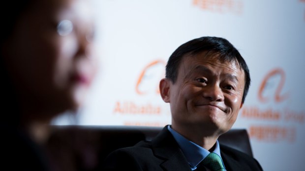Jack Ma at the launch of Alibaba's office in Melbourne in February.