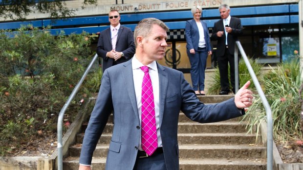 Mike Baird at Mt Druitt police station in western Sydney.