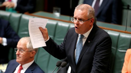 Prime Minister Malcolm Turnbull and Treasurer Scott Morrison during question time on Tuesday.