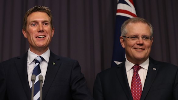 Treasurer Scott Morrison and Social Services Minister Christian Porter on Wednesday.