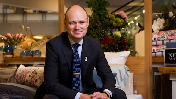 Myer chief Richard Umbers said online sales of homewares jumped by 65 per cent in the first half.