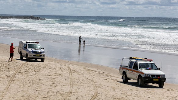 Deserted: Shelly Beach on Monday morning after a surfer was killed by a shark.
