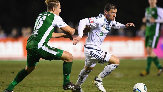 Troisi, right, during a FFA Cup game against Bentleigh Greens in September.