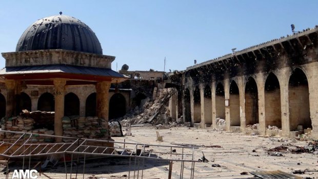 The remain's of Aleppo's 12th century Umayyad mosque.