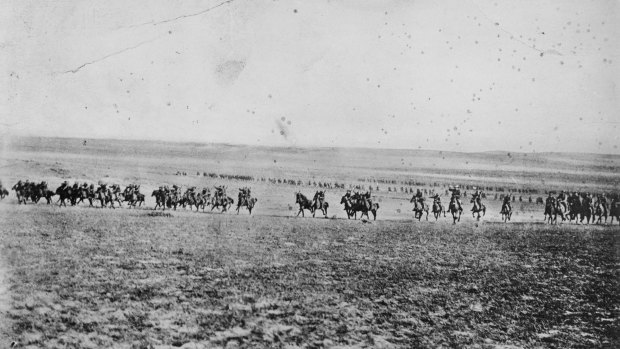 The charge of the 4th Light Horse Brigade at Beersheba in 1917. 
