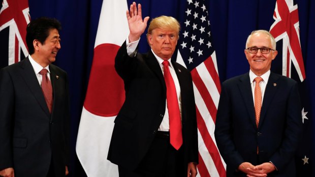 Japanese Prime Minister Shinzo Abe, Donald Trump and Malcolm Turnbull discussed the North Korea situation.