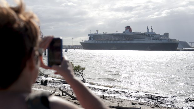 The Queen Mary 2 had to dock at Fisherman Islands' container yards when it came to Brisbane in 2012.