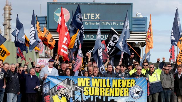 Australian maritime workers rally in July in support of the then Australian crew.