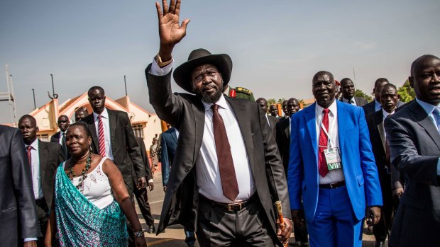 South Sudan President Salva Kiir arrives for a political rally in Juba last week. Hopes of an end to South Sudan's 15-month-old civil war were dealt another blow on Wednesday when the President ruled out a proposed power-sharing deal with rebels.  