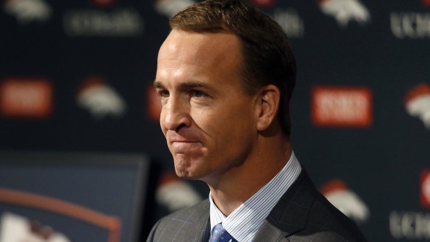 Denver Broncos quarterback Peyton Manning announces his retirement in Denver, Colorado.