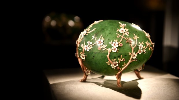 The Faberge Apple Blossom Egg on display in the Treasure Chamber in Vaduz Museum.