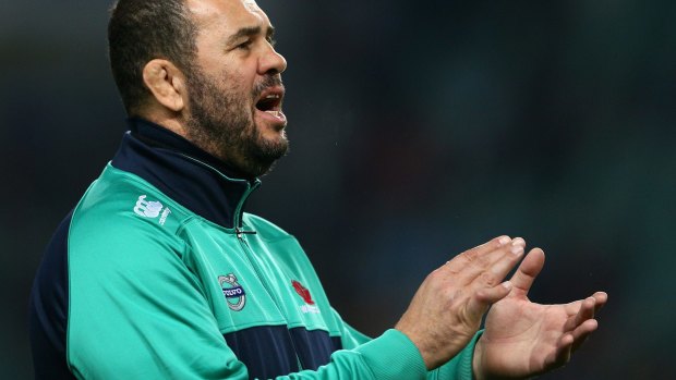 Wise words: Michael Cheika, pictured at the helm of the Tahs in 2015.