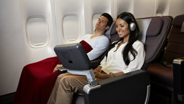 Premium economy seats are a comfortable width. 