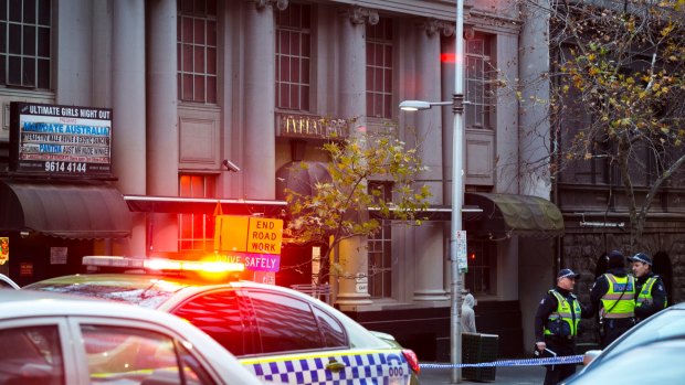 Police outside Inflation nightclub on Saturday morning.