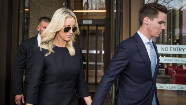 Roxy Jacenko with Oliver Curtis during his trial.