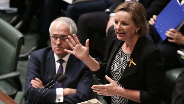 Prime Minister Malcolm Turnbull and Health Minister Sussan Ley during question time.