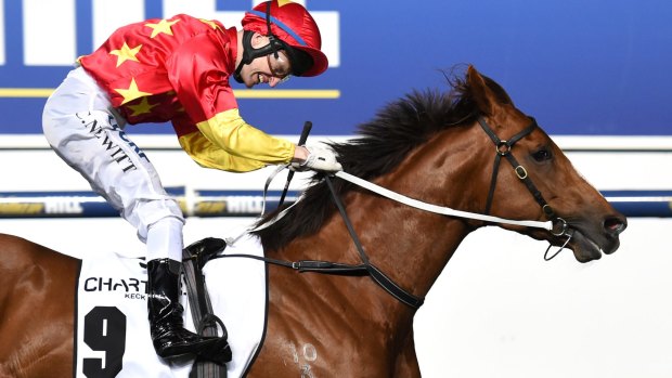 Big return: Coolmore Stud Stakes favourite Extreme Choice wins the Moir Stakes.
