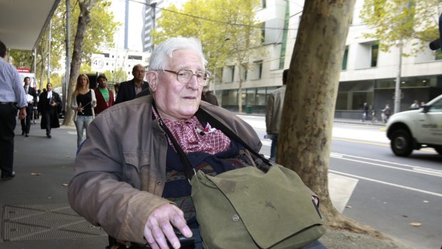 Robert Kingsley Whitehead outside Melbourne Magistrates Court earlier this year. 