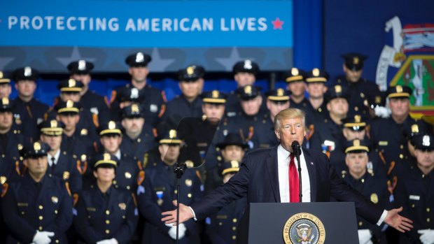 Police departments have distanced themselves from US President Donald Trump's remarks at an event on Long Island in support of police fighting the MS-13 gang.