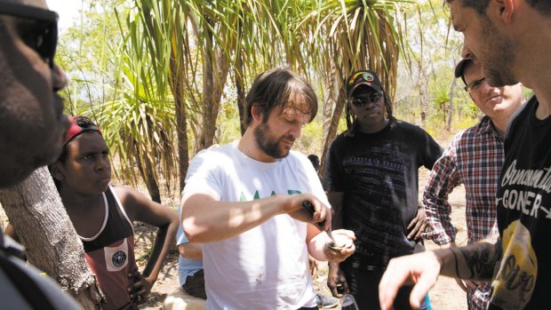 Redzepi tries a clam in Arnhem Land.