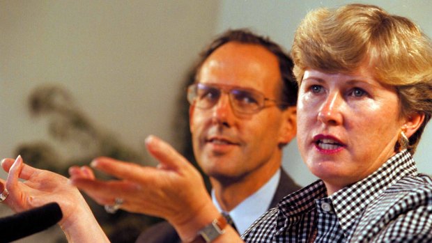 Christine Milne, then Tasmanian Greens leader, with Bob Brown in 1996. 