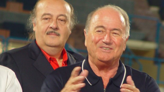 FFA consultant Peter Hargitay (left) with former FIFA president Sepp Blatter. 