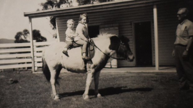 Family affair: A young David Vandyke and his sister Juliette with their father Vic Hayes in the Hunter Valley.