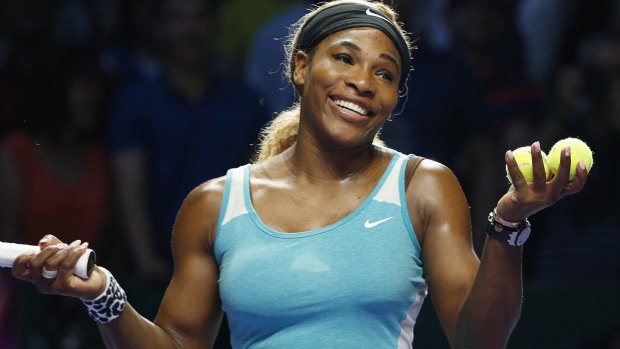 Serena Williams was in high spirits after a shot of coffee turned her game around