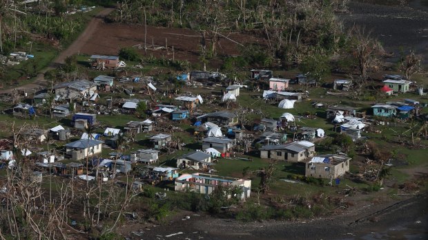 Koro Island in Fiji after it was hit by Tropical Cyclone Winston.