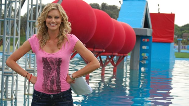 Kelly Landry on set in Australia's version of Wipeout.