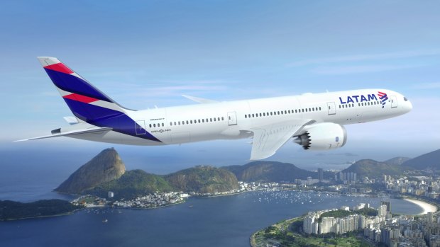 拉美航空公司波音梦想787 - 9。梦幻飞机的舱内压力和湿度有助于缓解时差。